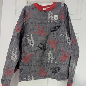 George Hockey Skater Gray and Red Kids Long Sleeve Tee